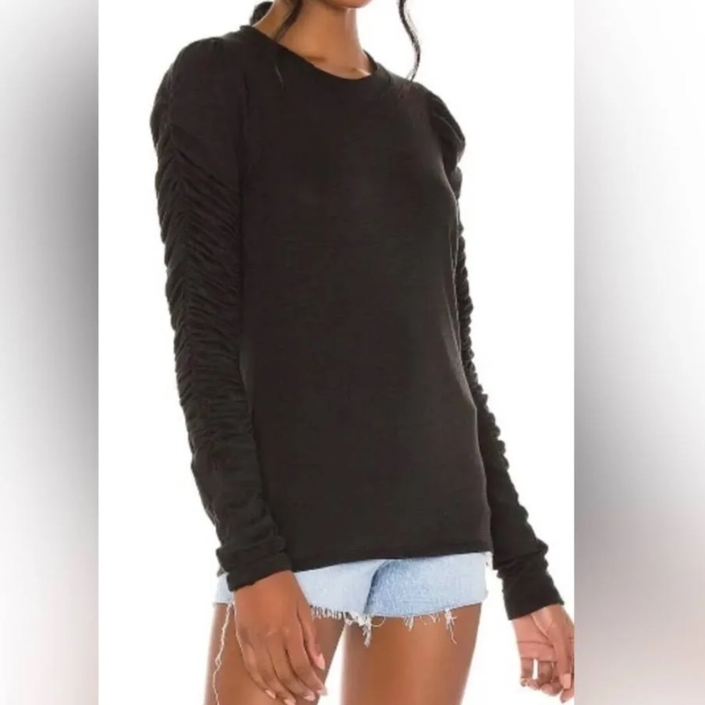 Free PeopleWe the Free Natasha Ruched Long Sleeve Tee Dark Gray Sz Medium
